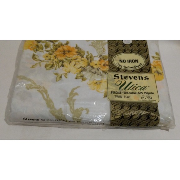 Vintage 80's Utica 50/50 Twin Flat Sheet 72 x104 Canterbury JP Stevens No Iron - Picture 3 of 5